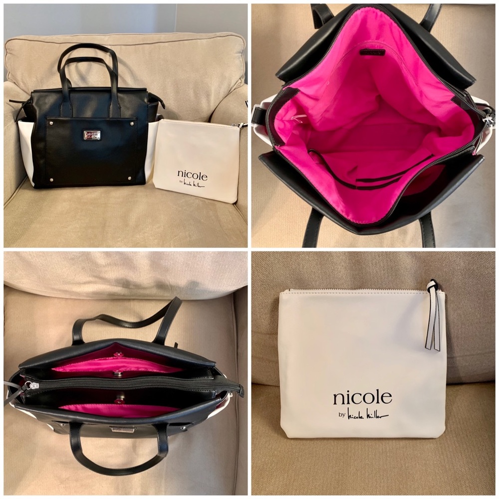 Nicole by Nicole Miller handbag white black pouch